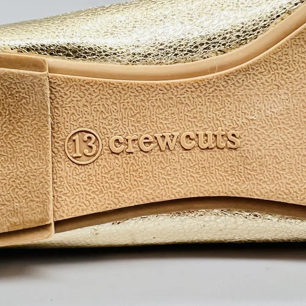 Crewcuts by J Crew Shoes Girls 13 Gold Ballet Flats Bow Slip On Dress Casual